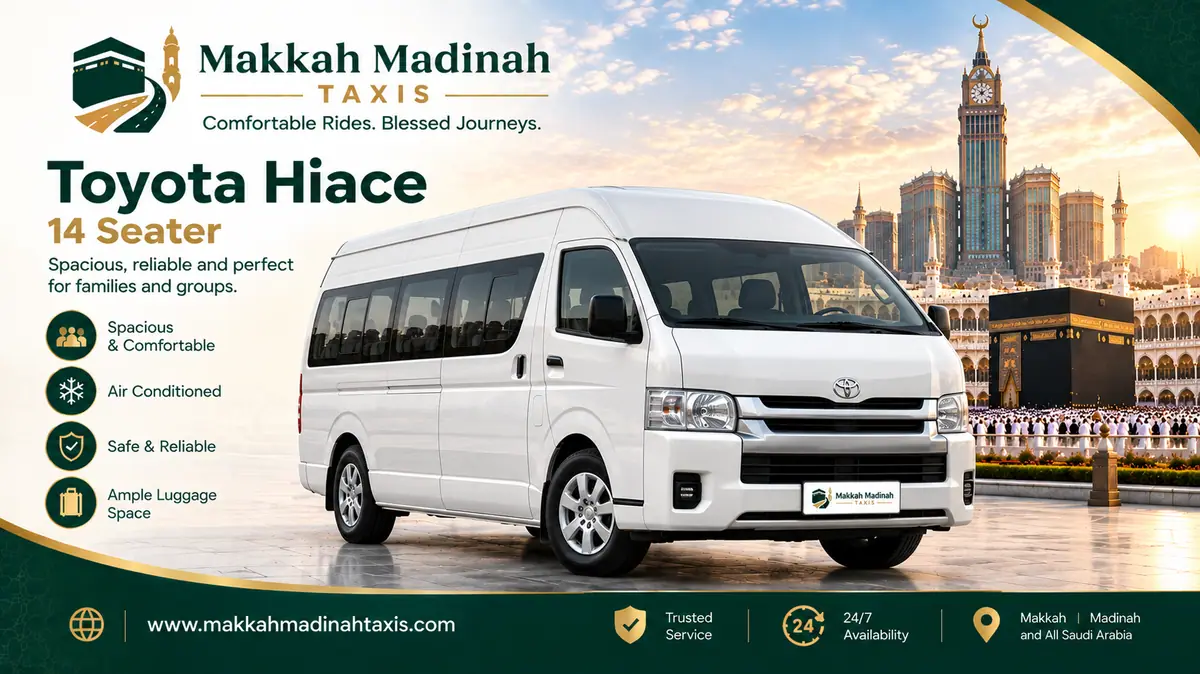 Toyota Hiace Umrah Hajj taxi — Makkah Madinah transfer